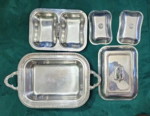 😜SERVIERSCHALE IM VIKTORIANISCHEN STIL 👑 VERSILBERT MIT FUSS DREIFACHER VORSPEISE BEDECKT - Bild 1 von 17