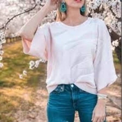 CABI Shy Pullover Sweater Zebra Stripe Pink Sz Small #5631 EUC - Image 1 of 4