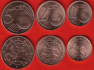 Lithuania euro set (3 coins): 1, 2, 5 cents 2015 UNC - Picture 1 of 1