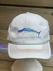 Coastal Cotton Hat White Patch Embroidered Baseball Cap One Size Snapback - Picture 1 of 6