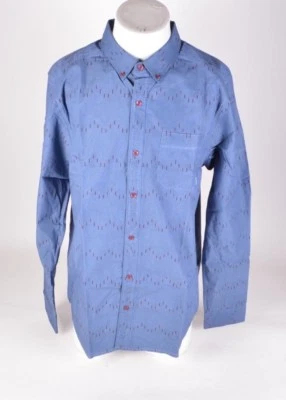 NOVO COM ETIQUETAS MASCULINO NIXON NÍQUEL MANGA LONGA TECIDO BOTÃO PARA CIMA US$ 65 L azul marinho/cabernet  - Imagem 1 de 4