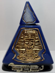 Vintage JIM BEAM Decanter * Blue + Gold Pyramid *1970* Indiana Imperial Session - Picture 1 of 6