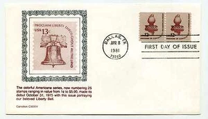 1816 12c Statue of Liberty Torch, coil pair, Carrollton FDC - Picture 1 of 1