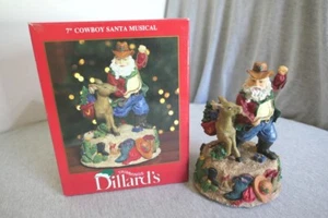 Vtg Dillard's 7" Christmas Cowboy Santa & Burro Wind-Up Musical "Coming To Town" - Picture 1 of 12