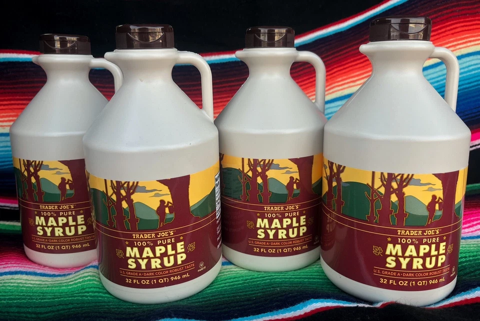 TRADER JOE'S 100% PURE MAPLE SYRUP U.S. GRADE A (4 PACK) 32 FL OZ (1 QT) 946 mL - Image 1 of 3