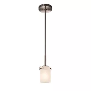 Justice Design Fusion Atlas 1-LT LED Mini-Pendant, Flat Rim, Fr Crack/Nickel - Picture 1 of 1