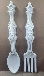 Vintage Arnel’s Spoon Fork Viking Wall Decor Ceramic Gray Blue 1964 Decor 16" - Picture 1 of 14