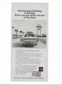 Anuncio impreso vintage American Express Days Inn 1978 - Imagen 1 de 1