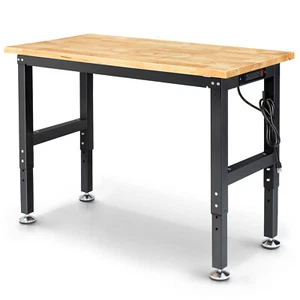 48 '' Adjustable Workbench with Power Outlet Heavy Duty 2000LBS Workstation US - Picture 1 of 12
