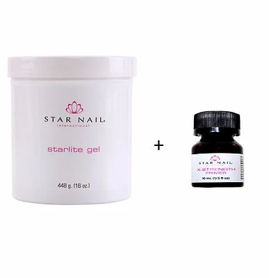 STAR NAIL INTERNATIONAL STAR NAIL STARLITE UV Gel THICK CLEAR 16oz (448g) + X-STRENGTH PRIMER 1/3 oz