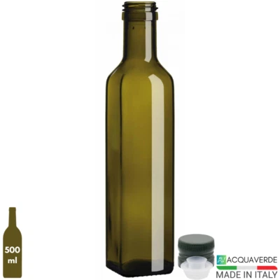 BOTTIGLIA MARASCA in VETRO UVAG VERDE per OLIO LIQUORE 500 ml con TAPPO DOSATORE - Immagine 1 di 4