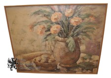 Large Vintage Signed Lee Reynolds Floral Oil Painting On Canvas 41" x 51" 