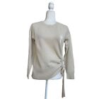 Joie Ivory Drawstring Hem Long Sleeve Cashmere Wool Blend Womens Size S Pullover