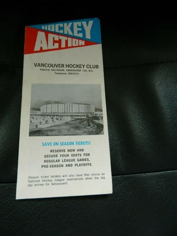 Rare 1969 vancouver canucks season ticket form 'HOCKEY ACTION' Pacific Coliseum Cover