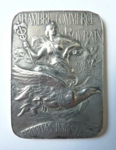 Médaille ARGENT massif Chambre de Commerce ROUBAIX signée LEFEBVRE medal silver - Picture 1 of 5