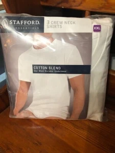 Stafford Essentials 100% Cotton Blend 3 crew neck shirts Size XXL NEW in Package - Picture 1 of 2