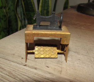 Vintage Tin Metal Toy Miniature Treadle Sewing Machine