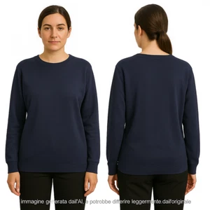 Kuniè Maglia Jersey Donna Blu Cotone Made Italy Taglia It 52 Xxxl Extra Large - Picture 1 of 9