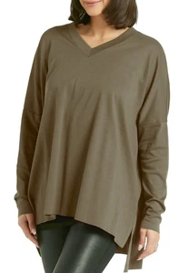 Planet Lauren G Thyme PIMA COTTON ULTIMATE V TEE Top Langarm O/S Boxy NEU - Bild 1 von 4