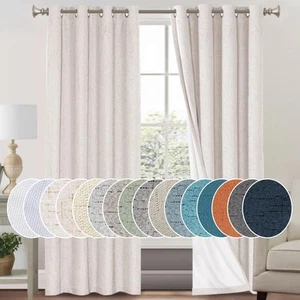 Primitive Textured Linen 100% Blackout Curtains for Bedroom/Living Room Energ... - Picture 1 of 9
