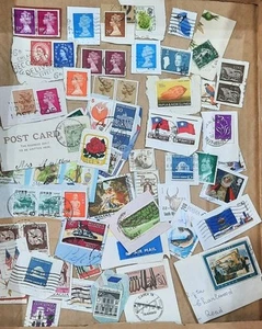 WORLD STAMPS - 65Pcs. Used. on/off Paper. - Picture 1 of 10