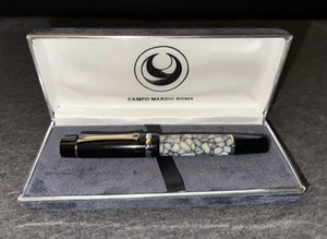Campo Marzio Roma Black and White Marbelized Ballpoint Pen Rare TQ1 - Picture 1 of 5