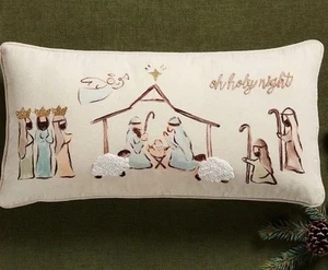 2 PIECE Mud Pie O Holy Night Nativity Decorative Sham & Pillow NWT FREE SHIP - Picture 1 of 6