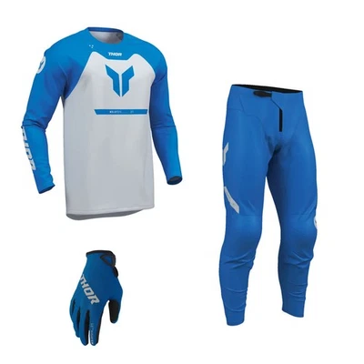 Thor MX Combo Hose Shirt Ridemode Menace blau Motocross Set Ridemode Handsc - Bild 1 von 4