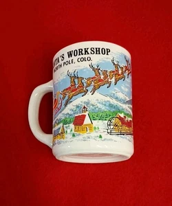 Taza/taza de recuerdo Navidad Taller Polo Norte Colo. Años 50 Papá Noel - Imagen 1 de 12