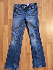Old Navy Girls 14 Regular Jeans Dark Wash Boot Cut Adjustable Waist Blue Denim - Picture 1 of 4
