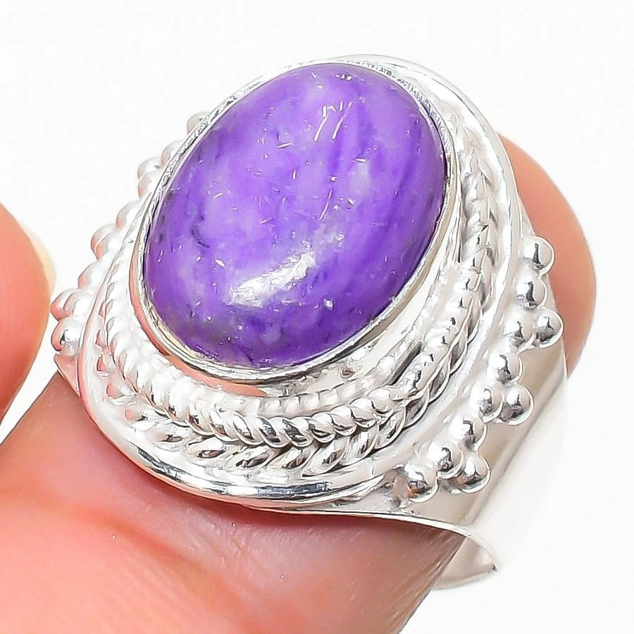 Purple Charoite Gemstone Handmade 925 Sterling Silver All Size Ring For Gift - Image 1 of 1