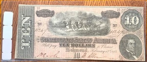 1864 United States Confederate States $10 Fr. T68 - Picture 1 of 2
