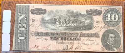 1864 United States Confederate States $10 Fr. T68 - Image 1 of 2