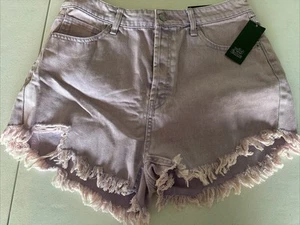 Wild Fable Womens Purple High Rise Distressed Ripped Raw Denim Shorts Size 14 - Picture 1 of 24