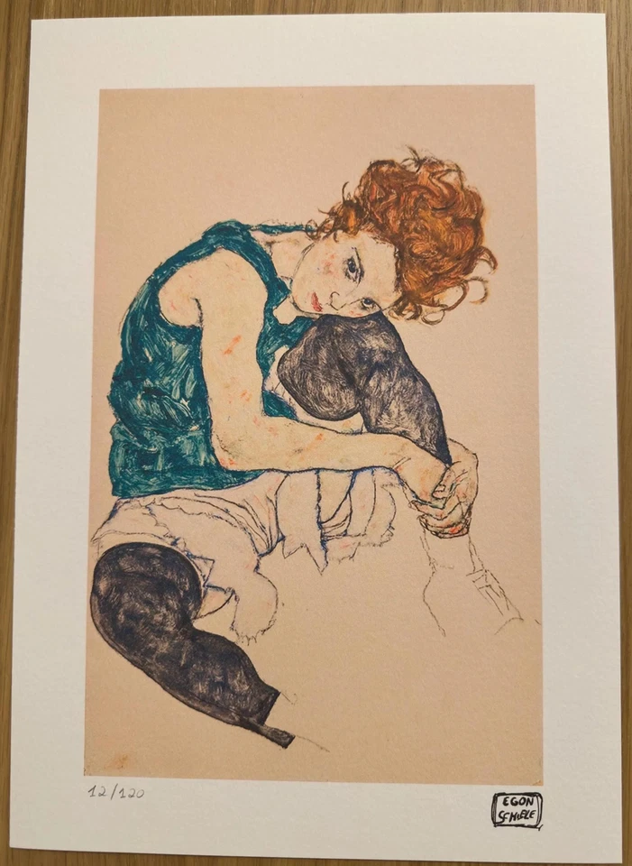 Egon Schiele | Sitzende Frau Lithographie | Limitierte Auflage | Signiert & Nummeriert - Bild 1 von 4