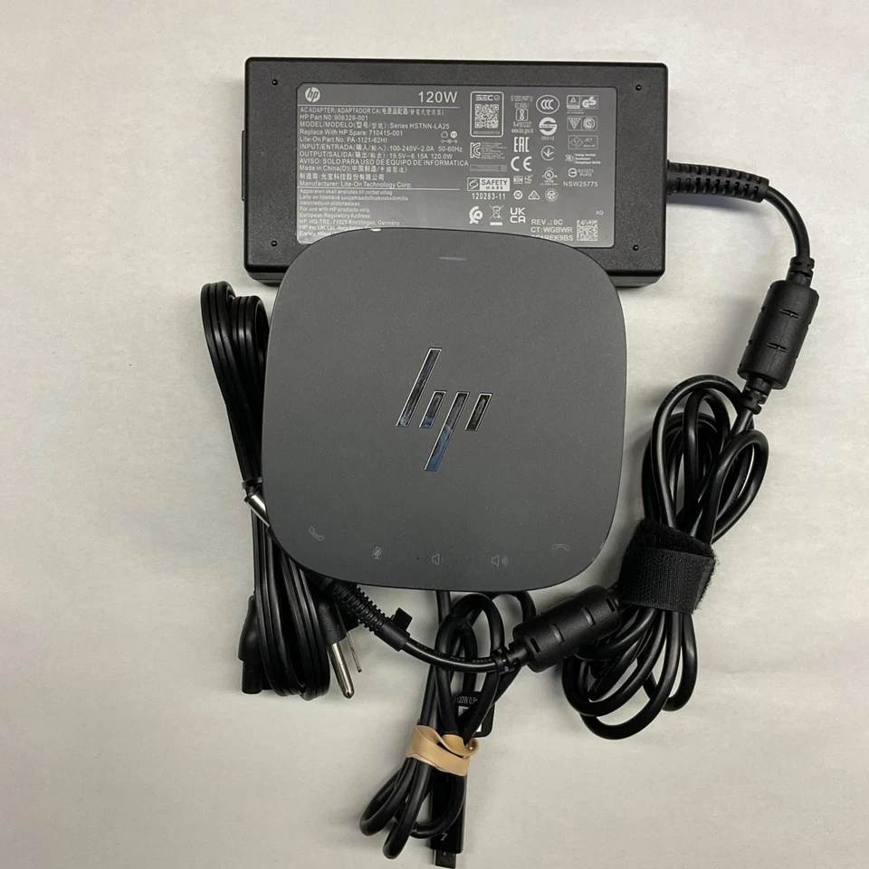 HP HSN-IX01 USB-C Thunderbolt Dock G2 + 120W HP Power Adapter with Audio Module - Image 1 of 4