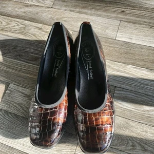 ZAPATO DE CUÑA JOSEF SEIBEL MUJER talla 40 EE. UU. 9 CHAROL TORTUGA COCODRILO BOMBA SLIPON - Imagen 1 de 5