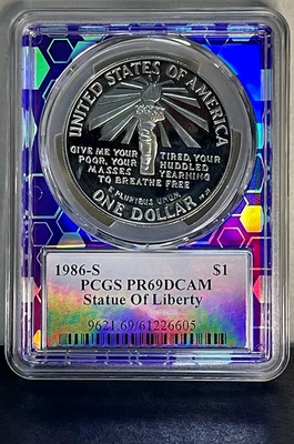1986-S Statue of Liberty Proof Silver Dollar PCGS PR69DCAM Commemorative - Image 1 of 2