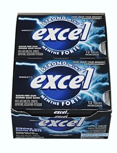 Excel Sugar-Free Strong Mint Gum 12 Pack, 12 Pieces Per Pack FRESH From Canada - Picture 1 of 2