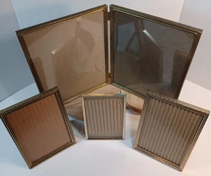 Vtg Assorted Lot 4 MCM Bi-Fold & Flat Metal GoldTone Photo Frames 8x10-5x7-4x6 - Picture 1 of 14