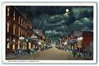 c1920&#39;s Main Street At Night Hanging Lights Cars La Crosse Wisconsin WI Postcard