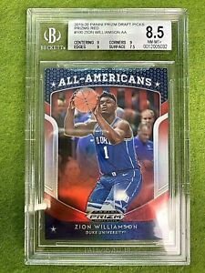 Zion Williamson RED PRIZM ROOKIE CARD GRADED 8.5 BGS 9 x3 DUKE RC PELICANS  2019