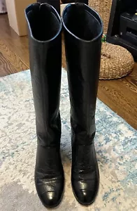 Chanel Black Leather Knee High Boots - Picture 1 of 18