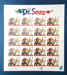 37 cent stamps Dr. Seuss pane sheet of 20 - Picture 1 of 1