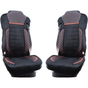 Schwarz Eco Wildleder Deluxe Beifahrer Fahrer Sitzbezüge für Volvo FH4 2014-20 - Zdjęcie 1 z 3