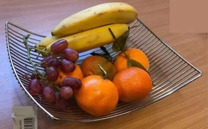 Chrome Wire Vegetable Fruit Bowl Basket Rack Storage Holder Dining Organizer - Picture 1 of 3