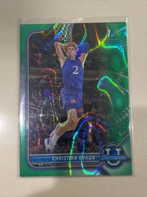 2021-22 Bowman Chrome Christian Braun 1st Green Refractor /99 #6 - Image 1 of 2