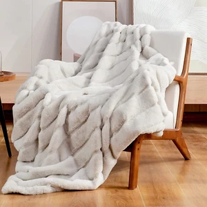 Cozy Bliss Faux Fur Throw Blanket for Couch, Cozy Soft Plush Thick Winter Blanke - Picture 1 of 12