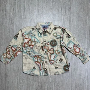 San Francisco SF Blues Toddler Button Up Shirt 3T World Map Explorer Adventurer - Picture 1 of 7
