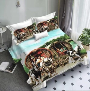 Caravan Bedding Set Duvet Cover Pillow Cases King Size Wagon Gypsy 4 Pc Set ๐ - Picture 1 of 1